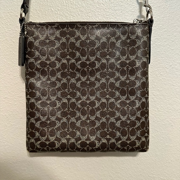 Coach Signature NS Brown Coated Canvas Swingpack Crossbody Bag - Picture 9 of 10